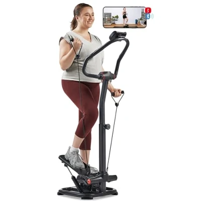 Imagen de Sunny Health &amp; Fitness Duo Function SF S021055 Paso a de Potencia con Bandas Resistencia, Ahorro Espacio y bajo Impacto conectividad Mejorada la aplicación SunnyFit®