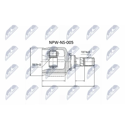 Imagen de NTY NPW NS 005 Junta Homocinética Caja de cambios manual lado rueda, engranaje NISSAN: Primera Berlina