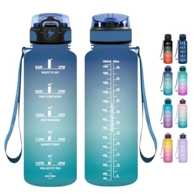 Imagen de Grsta Botella agua 1500ML de Deportiva, Gimnasio, a Prueba Fugas y no BPA, Gym M con Pajita para Ciclismo, Escuela, Camping