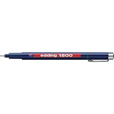 Imagen de edding 1800 rotulador calibrado negro x1 ancho de línea 0,25 mm para escritura precisa, esbozos y dibujo técnico punta fina con soporte metálico, adecuado usar reglas plantillas