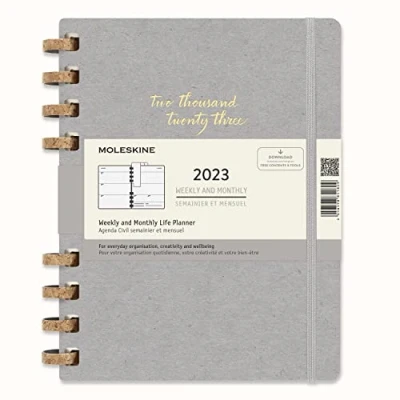 Imagen de Moleskine Monthly Planner 2022, Agendas Spiral Life, Agenda Mensual de 12 Meses con Tapa Dura, Tamaño XL 19 x 25 cm, Remake Midnight