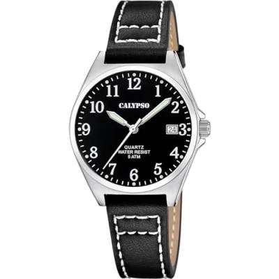 Imagen de CALYPSO Reloj Mujer K5869/4 Basic Caja de Acero Inoxidable 316l Plateado Correa Piel Negro
