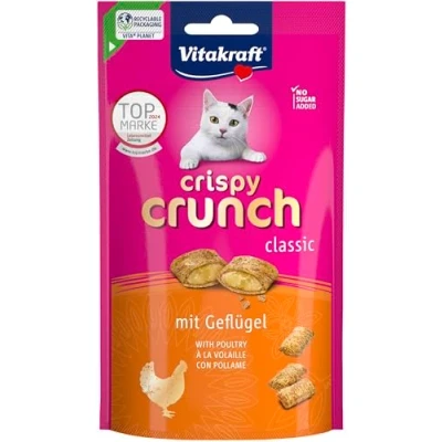 Imagen de Vitakraft Crispy Crunch Classic, Snacks para Gatos Crujientes con Carne de Ave Corral 60 g