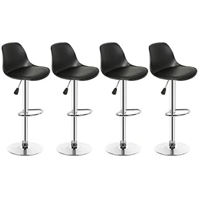 Imagen de LANTUS taburetes de Bar Juego 4 para Isla Cocina, mostrador Altura Ajustable, Asiento Cubierto PU, Giratorio 360,Silla Alta Regulable En