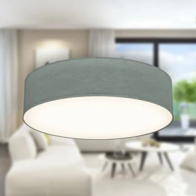 Imagen de B.K.Licht Lámpara de Techo textil, Pantalla tela, Fácil montar, Plafon Luz suave, 2 Casquillos E27 Max 40W, elegante Dormitorio, Cocina, Salón, Ø 38cm, Sin bombilla, Gris