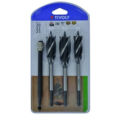 Imagen de Tivoly 10802720001 Set 4 brocas madera vástago hexagonal Quick Change + alargador