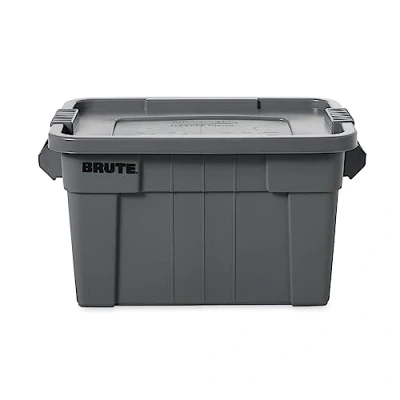 Imagen de Rubbermaid Commercial Products Brute Tote Caja de almacenamiento con tapa, capacidad 75.5 litros, gris