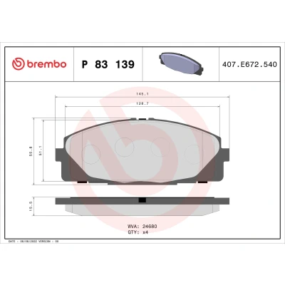 Imagen de BREMBO P 83 139 Juego de pastillas freno excl. contacto avisador desgaste sin accesorios TOYOTA: HIACE 4 Bus, Kasten