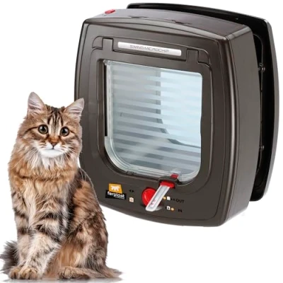 Imagen de Ferplast Gatera con Microchip Swing Microchip, Puerta para Gatos,Sistema de protección contra Corrientes Aire, Indicador último Paso, Collar Gato Incluido