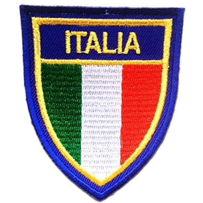 Imagen de Italia Bandera Parches Termoadhesivos Bordados Aplique Para Ropa, Tamaño: 6 x 7,4 cm