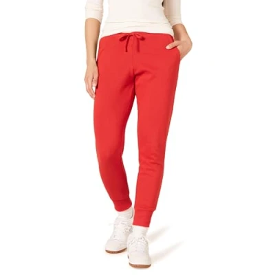 Imagen de Amazon Essentials Pantalón de chándal en Felpa (Disponible Tallas Grandes) Mujer, Rojo, S
