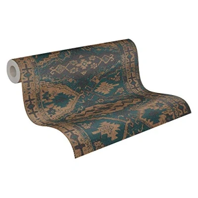 Imagen de Papel pintado Oriental Said Marrakesch Metropolitan Stories 2 A.S. Création tejido no 10.05 m x 0.53 Azul Verde Negro Fabricado en Alemania 378682 37868