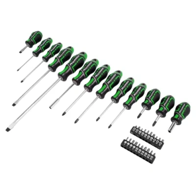 Imagen de Sealey Juego de destornilladores y puntas GripMAX® 33 piezas, verde alta visibilidad, AK4370HV