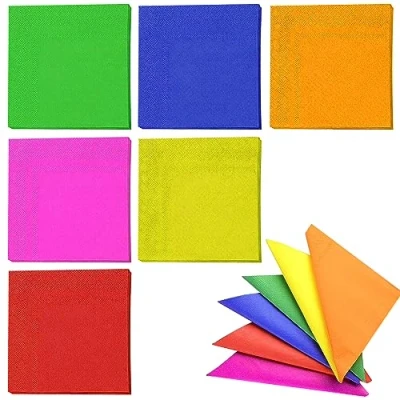 Imagen de 120 Piezas Servilletas de Papel Colores 2 Capas Cóctel Desechables Bebidas para Decoración Mesa Cumpleaños Gastronomía