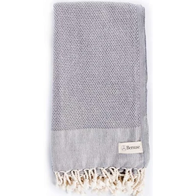 Imagen de Bersuse 100% Algodon Ventura Toalla de Mano Turca Cuidado del Bebe, Cara, Cabello, Cocina, Bano 60 x 110 cm, Antracita