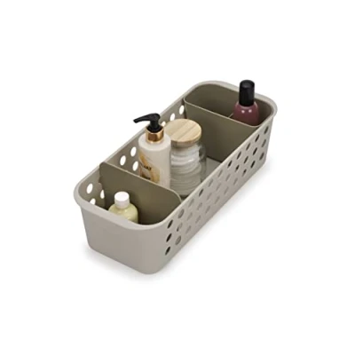 Imagen de Joseph EasyStore, Cesto organizador para accesorios de baño, con recipiente móvil y separador, Fino, Beige