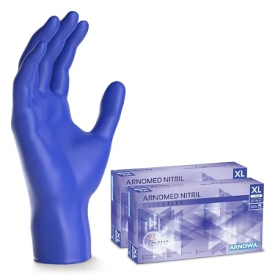 Imagen de ARNOMED guantes nitrilo talla XL, azul océano, de nitrilo, 200 unidades (2 cajas), desechables sin polvo, goma látex, en tallas S, M, L y XL