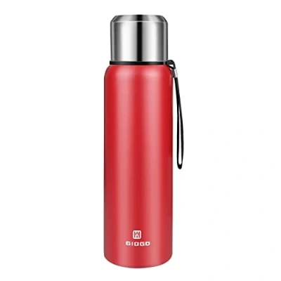Imagen de termo aislado al vacío de 1500 ml con tapa taza, acero inoxidable, a prueba fugas, mantiene el café caliente y frío, botella bebida (rojo, ml)