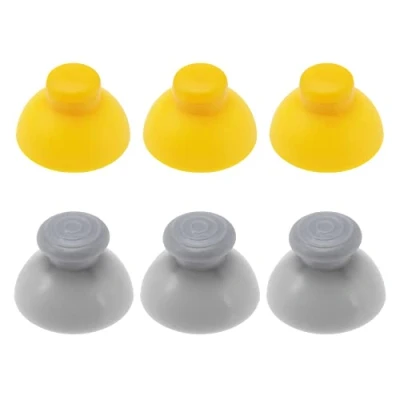 Imagen de EMSea 6 piezas de tapas joysticks analógicos repuesto compatibles con Nintendo GameCube, cubiertas palo analógico, accesorios ABS, amarillo y gris