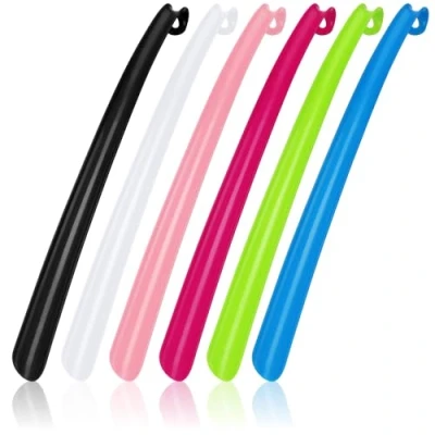 Imagen de com four® 6X Calzadores Largos de plástico livianos con Mango Largo Ayuda Estable para vestirse Zapatos en 6 Colores 42 cm (42cm Piezas)