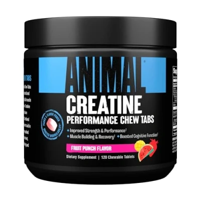 Imagen de Universal Nutrition ANIMAL CREATINE CHEWS (hielo limón) con 5g de Monohidrato creatina y Sal Marina: fácil absorción, mejora el bombeo entrenamiento, 120 tabletas masticables