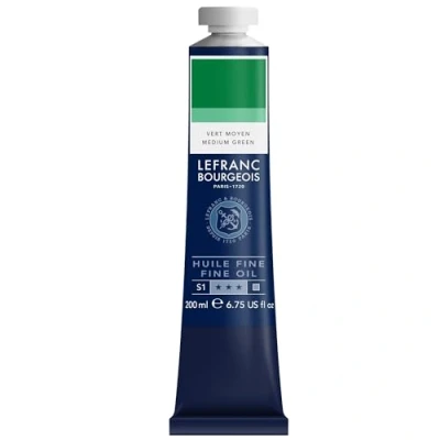 Imagen de Lefranc Bourgeois 301834 Pintura al óleo fina de calidad, resistente a la luz y consistencia uniforme, tubo 200 ml, ideal para lienzos tableros pintura, Verde medio