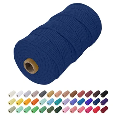 Imagen de Uiopa Hilo Macrame 2mm x 200m, Cuerda de Algodon Natural Cordel, Manualidades para DIY Pared, Cortina, Colgar Plantas, Decoracion Dormitorio (Azul oscuro)