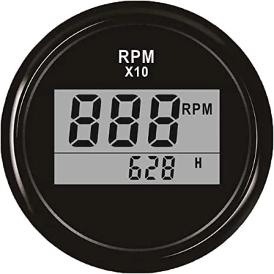 Imagen de ELING Tacómetro digital a prueba de agua REV contador RPM Gauge con horas 9990RPM 52mm 9 32V luz fondo