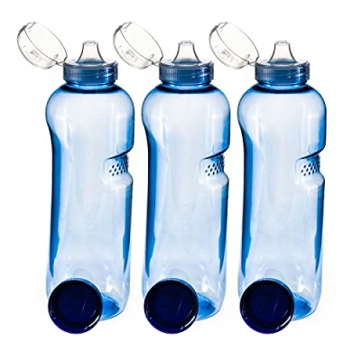Imagen de 3 botellas de 1 litro, Tritan, sin BPA, con tapa abatible