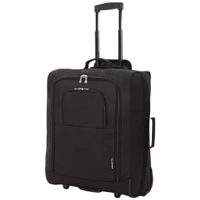 Imagen de Aerolite 56x45x25cm easyJet Jet2 y British Airways Maleta Máxima de la Cabina Equipaje Mano con 2 Ruedas 56x45x25, 60L, Negro