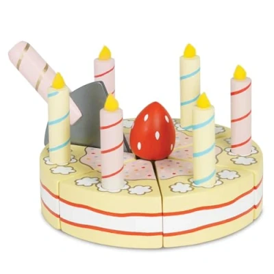 Imagen de Le Toy Van Pastel de cumpleaños Vainilla Honeybake Tarta madera con velas Juego imaginativo A partir +2 años
