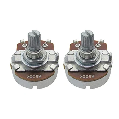 Imagen de IKN 2 uds tamaño completo A500K potenciómetro cónico de audio control volumen tono guitarra con bayoneta L15mm eje dividido estriado corto
