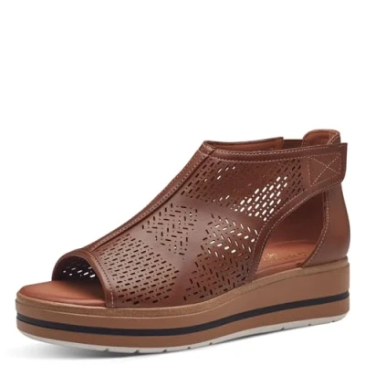 Imagen de Jana Softline 8 28260 42 305 Cognac Flache Sandale Komfortable Mehrweite Alltagsschuh Festlich Elegant, Sandalias con cuña Mujer, coñac, 36 EU Ancho