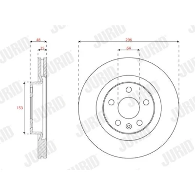 Imagen de JURID 563679JC Disco de freno 296 25 5 1 108 ventilado revestido sin tornillos MERCEDES BENZ: Clase S Berlina, SL Cabrio, VOLVO: XC40