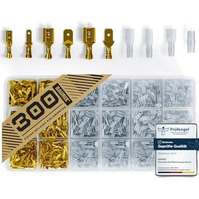 Imagen de BAURIX® Conectores Electricos juego de 300 piezas 2,8 mm I 4,8 6,3 Caja almacenamiento Terminales Eléctricos Cables Electricos, Terminal Ejector Kit