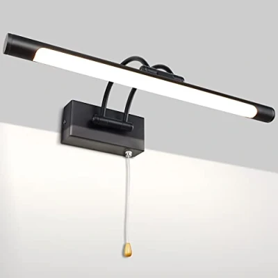 Imagen de MantoLite LED Lámparas de Pared 8W,Interior Iluminación para cuadros y expositores Con Cabeza Lámpara Giratoria e Interruptor,Baño Espejo Apliques 40CM 3000K Luces Lectura(Negro)