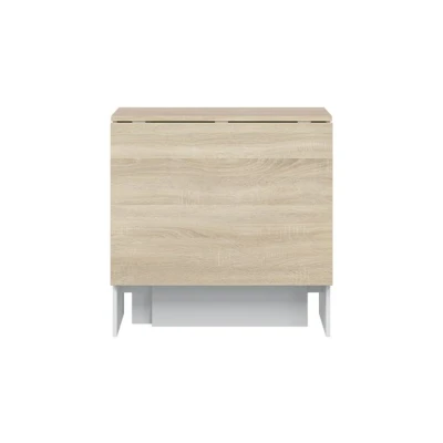 Imagen de Mesa Auxiliar con Alas Abatibles, Cocina, Acabado en Color Blanco Artik y Roble Canadian, Modelo Fly, Medidas: 77 cm (Largo) x 31 140 (Ancho) 79 (Alto)