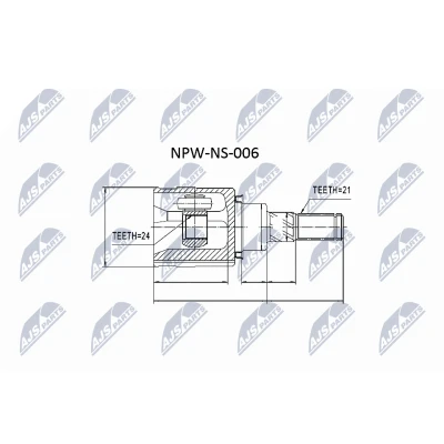 Imagen de NTY NPW NS 006 Junta Homocinética Eje trasero, lado de engranaje, trasero izquierda, derecha NISSAN: Qashqai 2, / Qashqai+2 I