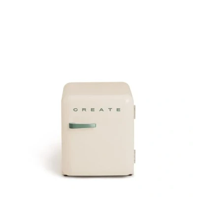 Imagen de CREATE / RETRO FRIDGE 50 SAGE/Frigorífico blanco roto maneta verde sage 85W, minibar, un estante, diseño retro, cm, dos repisas, capacidad de 48L, bajo consumo, 50x44x49,8 cm