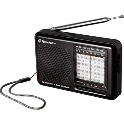 Imagen de Roadstar TRA 2989 Radio Portátil Multibanda AM/FM/SW Analógica, Funciona a Pilas / Red, Auriculares Incluidos, Transistor de Bolsillo, Pequeño y Ligero para Casa, Cocina, Excelente Recepción, Negro