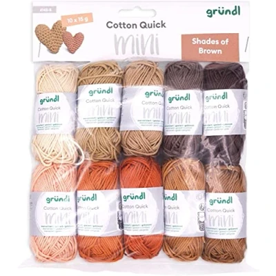 Imagen de Gründl lana Cotton Quick Mini Shades conjunto para tejer y ganchillo de 100% algodón 10 x 15 g, g /37 m, marrón