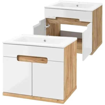 Imagen de Deftrans armario de baño Domodomo con lavabo, 60 x 51 45 cm, fondo blanco para colgante baño, juego lavabo cerámica