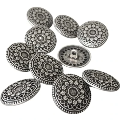 Imagen de Botones planos de metal plateado envejecido con ojal 17 mm o 22 (10 unidades) (17 mm)