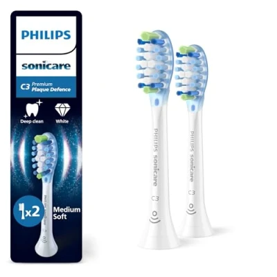 Imagen de Philips Sonicare C3 Premium Plaque Defence, cabezales de cepillo dental repuesto originales, blanco, paquete 2, HX9042/87