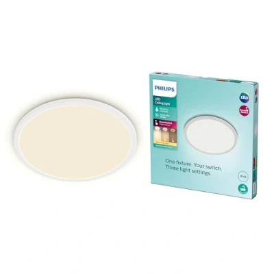 Imagen de Philips Plafón Superslim, lámpara LED de techo funcional, color blanco, luz blanca cálida regulable, 27K 18W