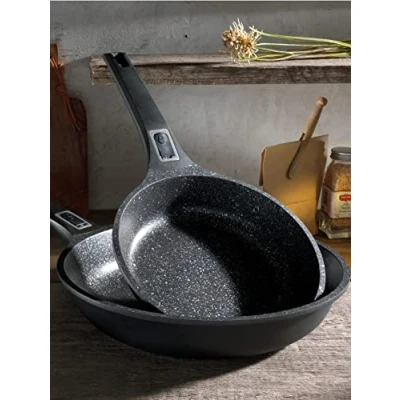 Imagen de GSW 167765 Easy Click Juego de sartenes con mango extraíble (2 piezas, aluminio, 20 cm y 28 cm), color negro