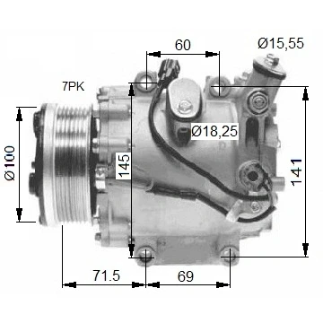 Imagen de NRF 32491 compresor de Aire Acondicionado TRSE09 12 PAG 46 con aceite HONDA: CIVIC 8 Hatchback