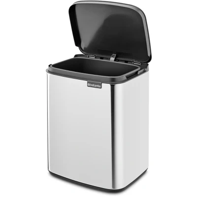 Imagen de Brabantia Cubo de basura Bo 7 L Pequeño y elegante Tapa apertura fácil cierre suave Higiénico, ahorra espacio Montaje en la pared Para baño, aseo, oficina casa Acero Brillante