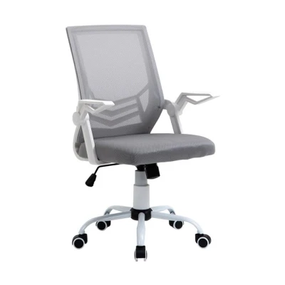 Imagen de Vinsetto Silla de Oficina Ergonómica Malla con Altura Ajustable Reposabrazos Abatible Soporte Lumbar Transpirable para Adolescentes Adultos 62,5x55x94 104 cm Gris