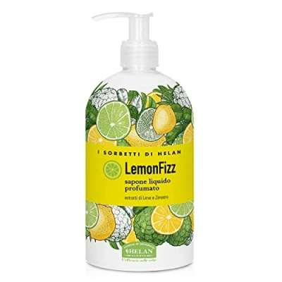 Imagen de Helan, I Sorbetti LemonFizz jabón de manos líquido perfumado con extractos lima, ingredientes naturales para uso frecuente Limpiador cítrico delicado, 500 ml